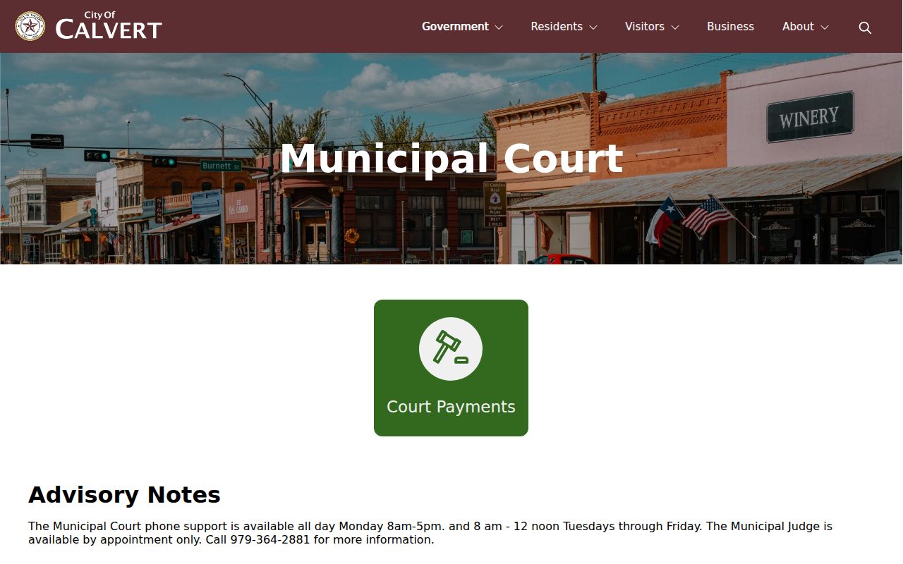 Calvert criminal records municipal court official page