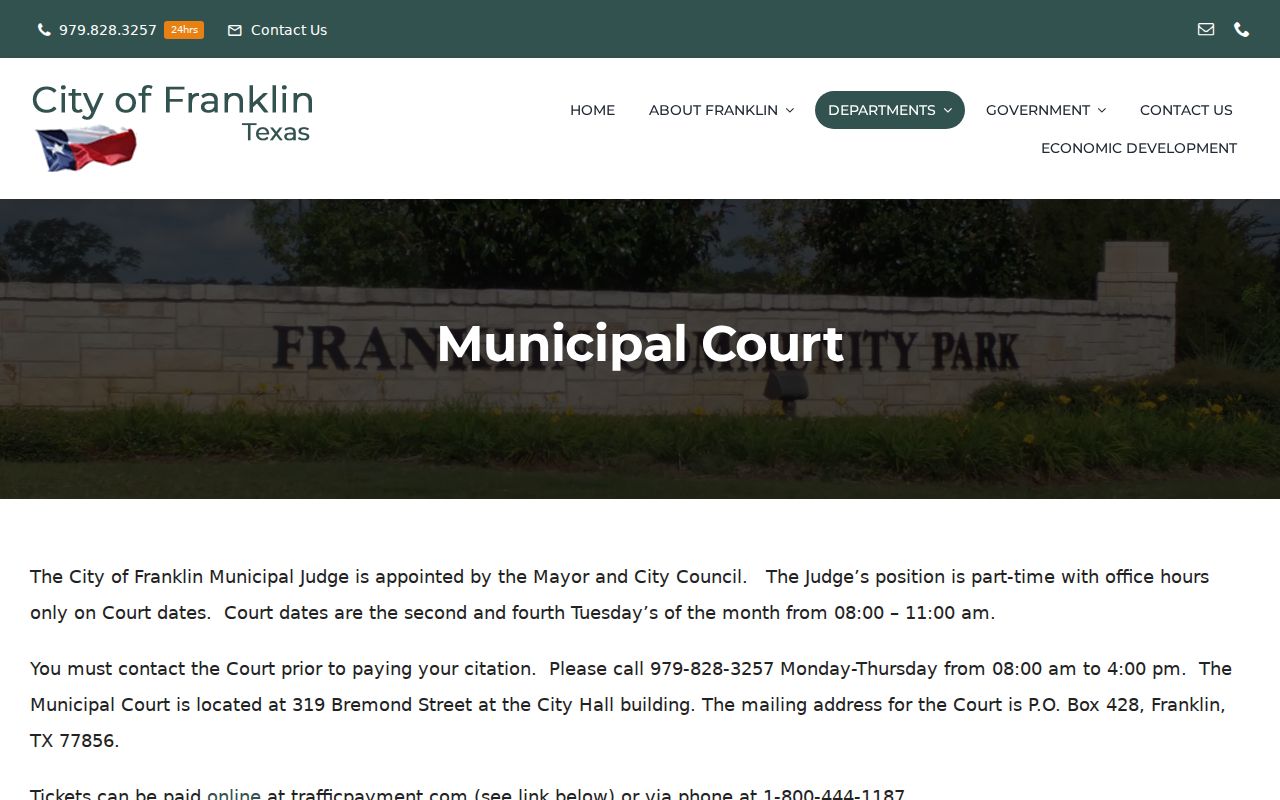 Franklin criminal records municipal court official page