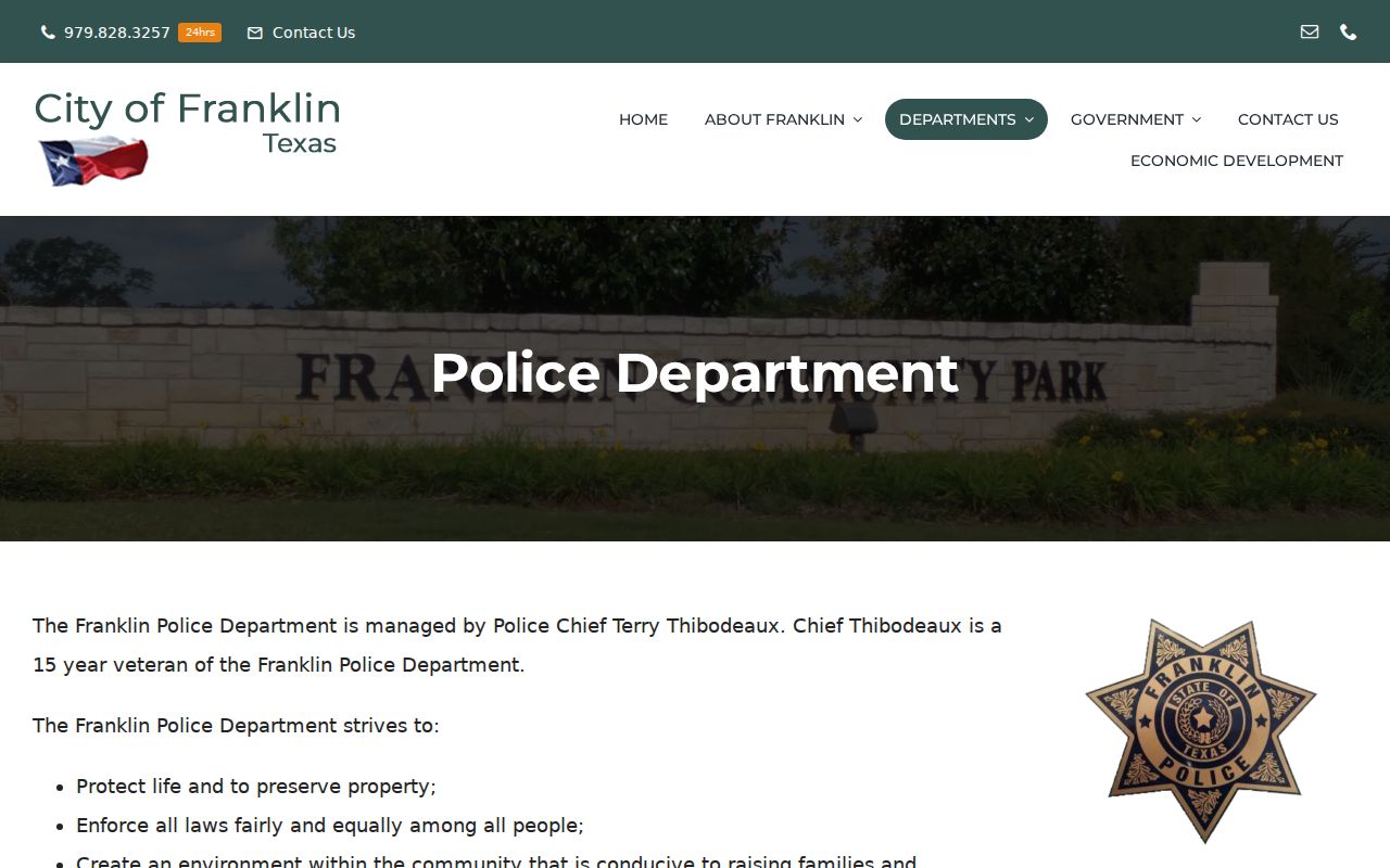 Franklin criminal history police department official page