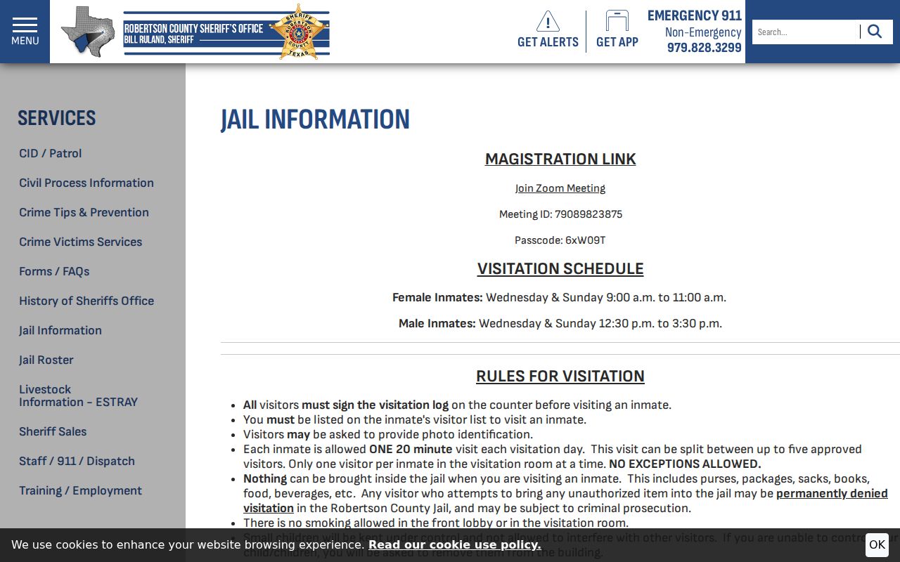 Robertson County arrest history and county jail information page