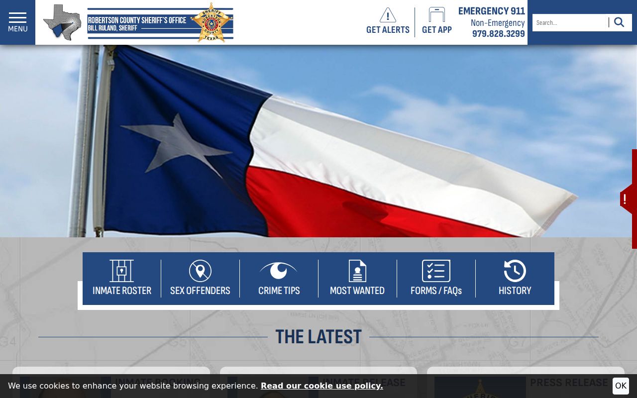 Robertson County arrest history booking feed on the sheriff website