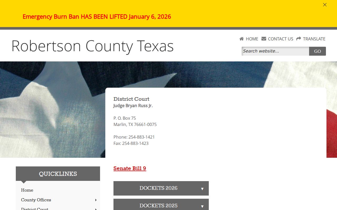 Robertson County criminal court cases 82nd District Court dockets