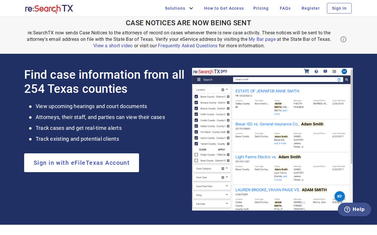 Robertson County criminal court cases re SearchTX court search