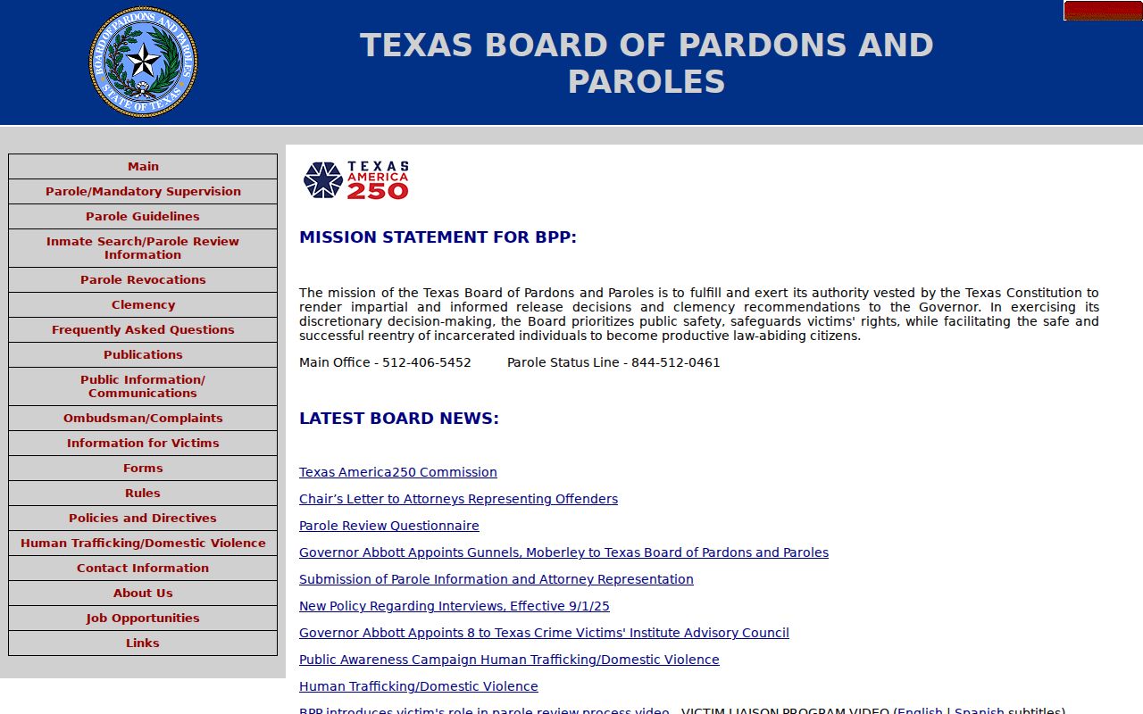 Robertson County criminal history Texas parole authority information