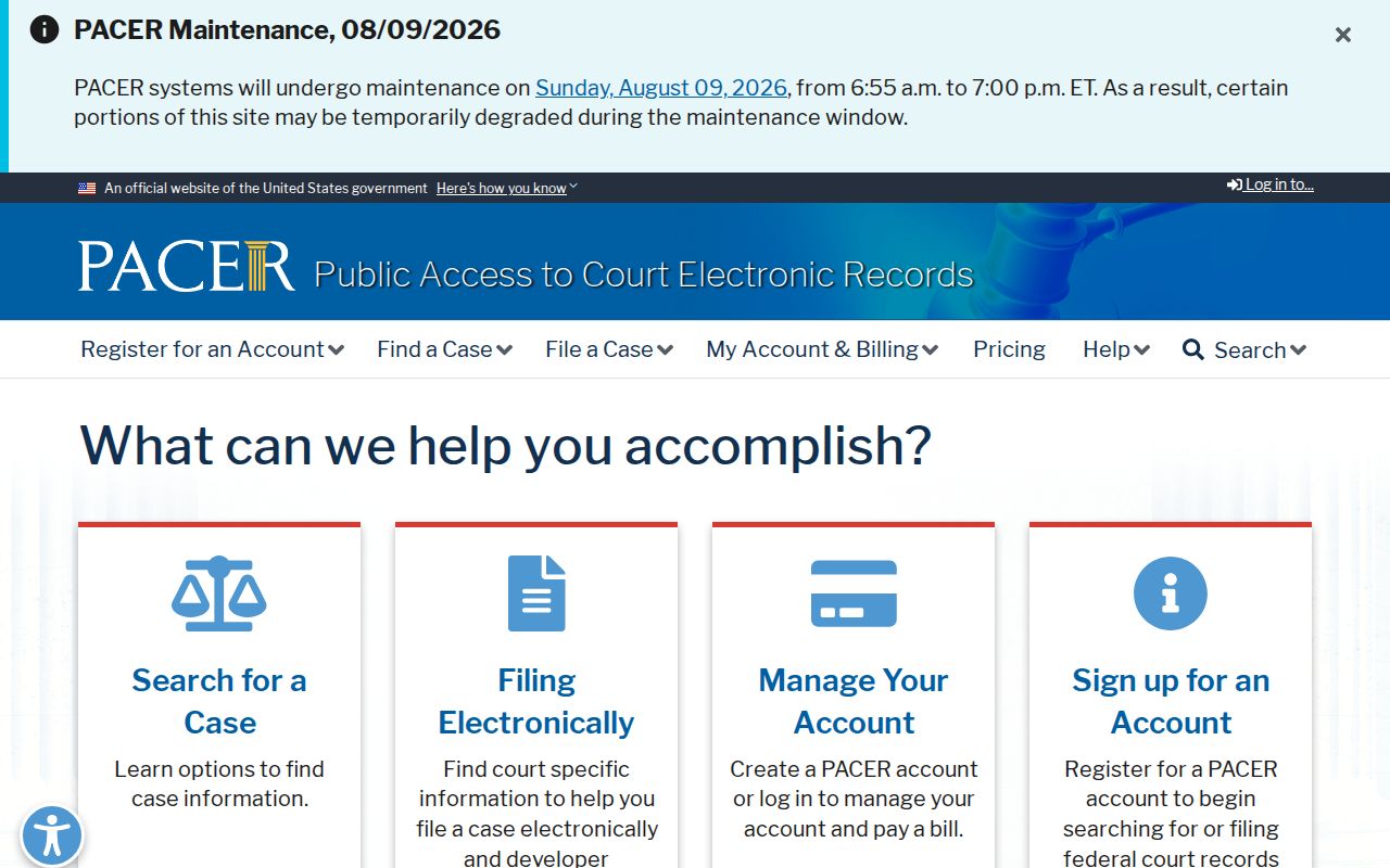 Robertson County criminal history federal PACER case search